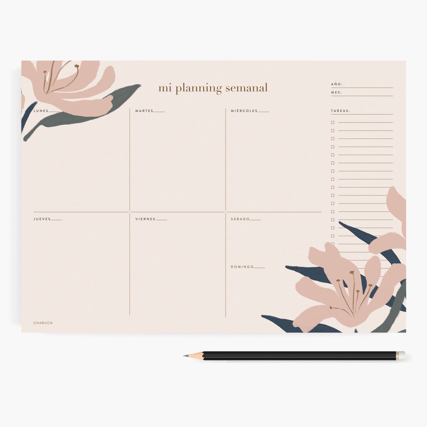Planificador semanal. Blue bloom.