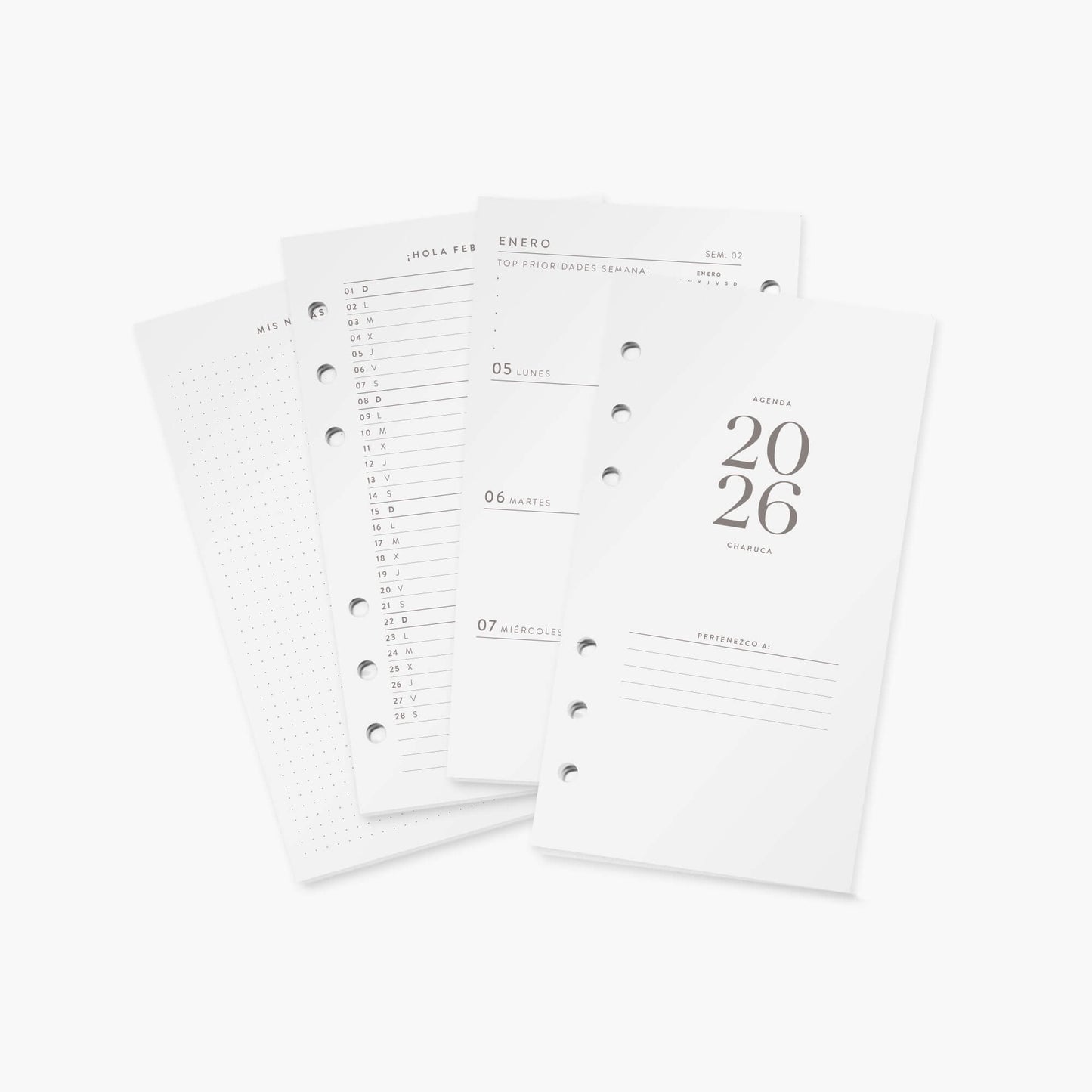 Recambio agenda vista semanal. 2026. A6.