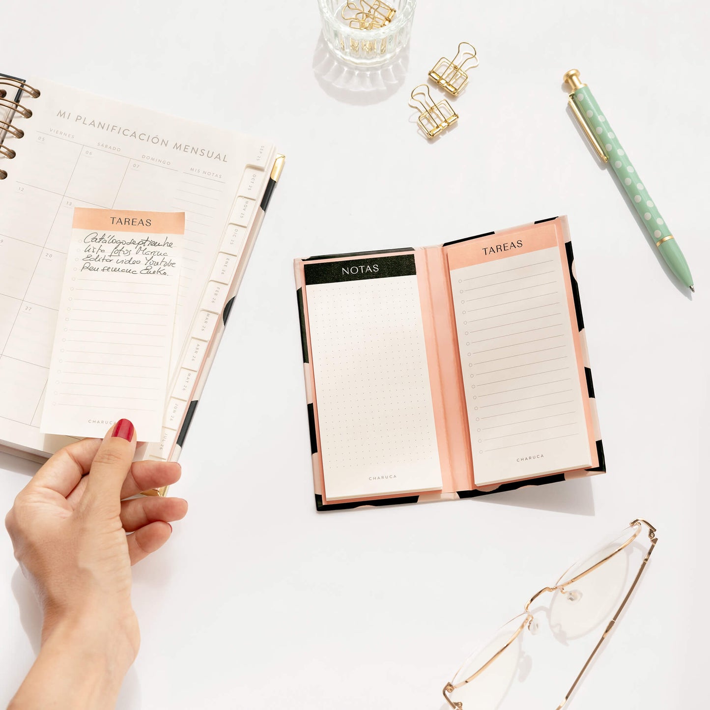 Set de post-it notas y tareas.