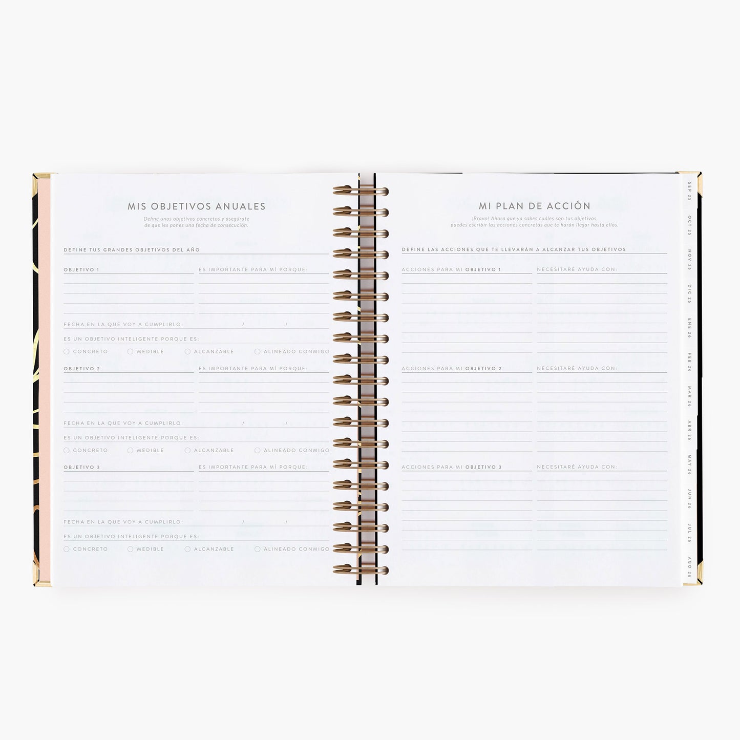 Agenda diaria 25-26. Black. Grande.