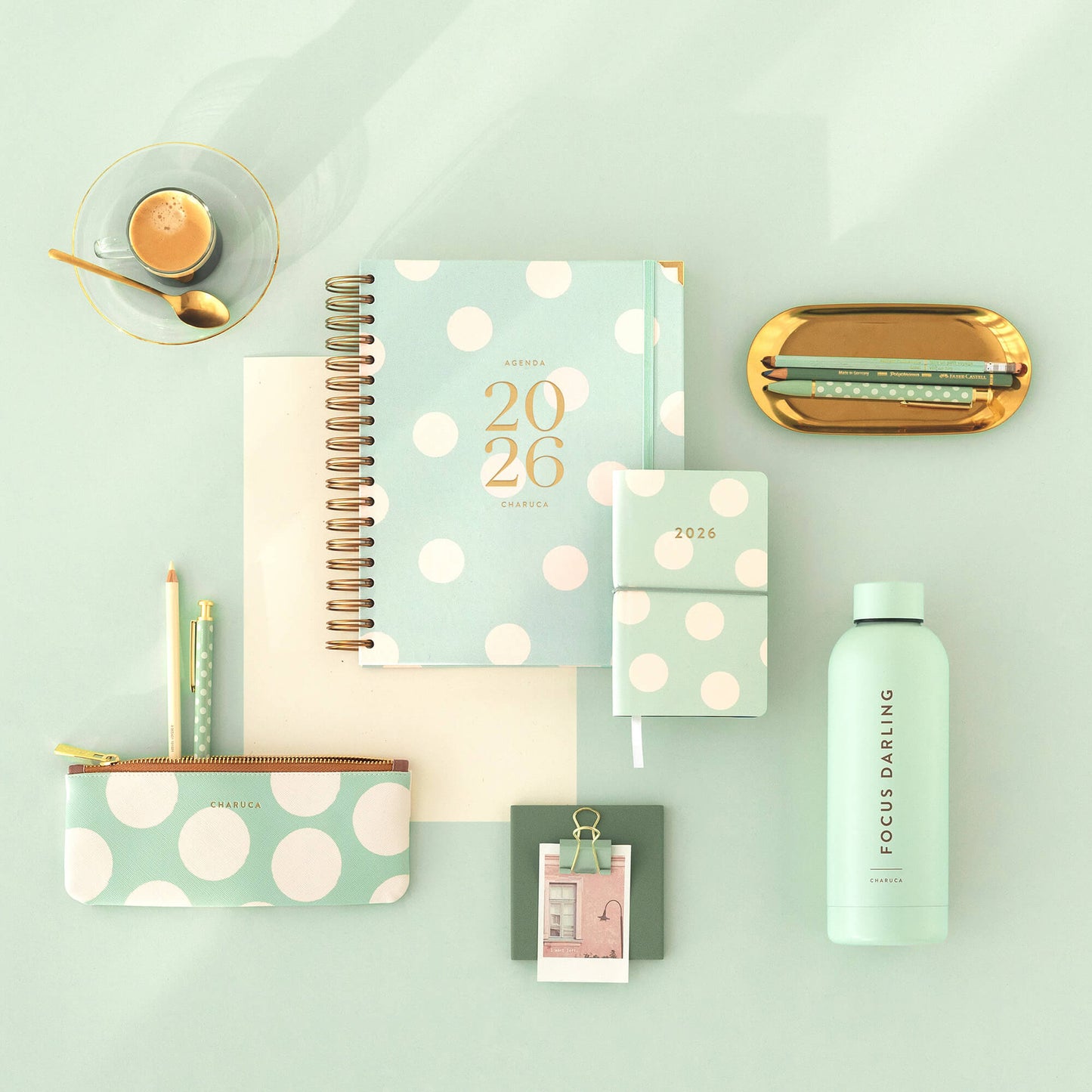 Agenda diaria 2026. Mint. Grande.