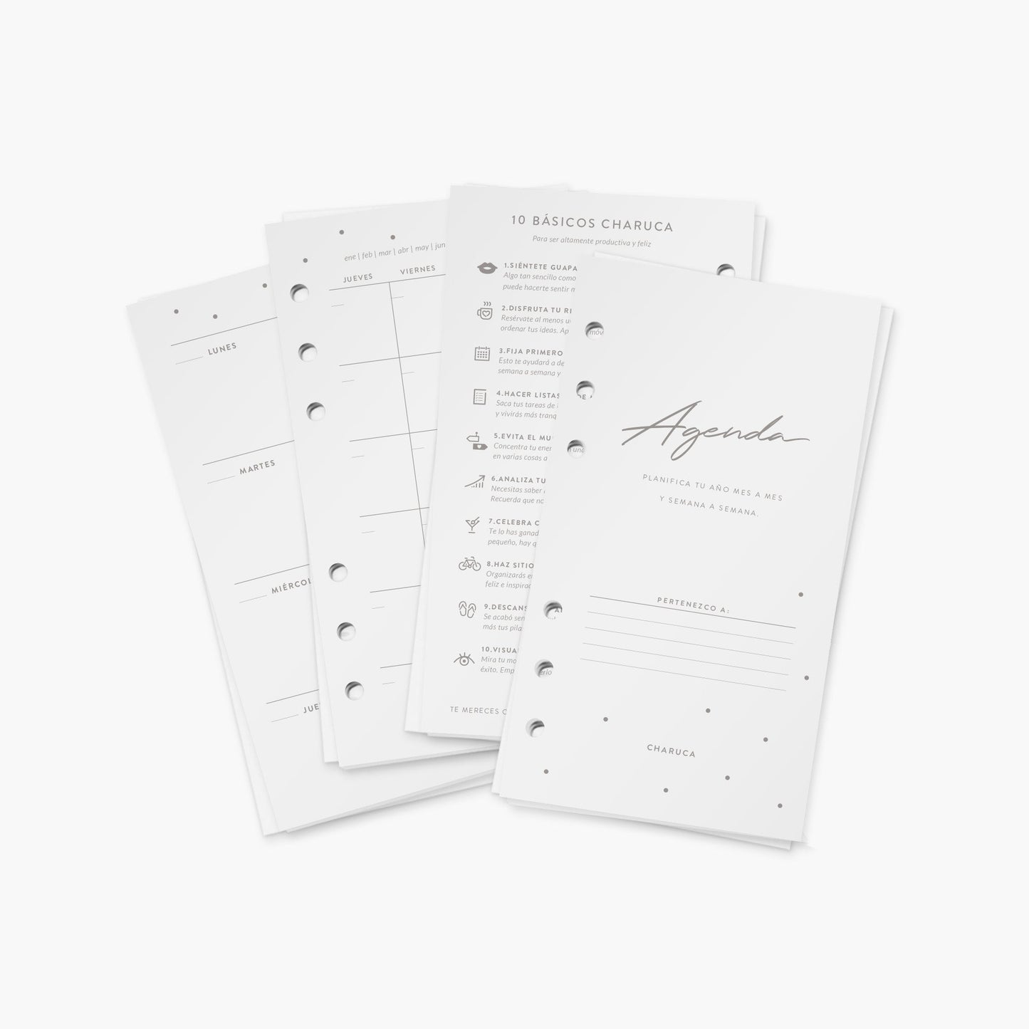 Recambio agenda semanal. Sin fechas. A6.