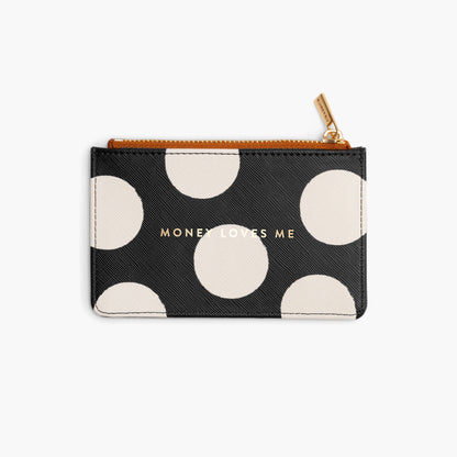 El dinero me ama. Tarjetero monedero. Negro.