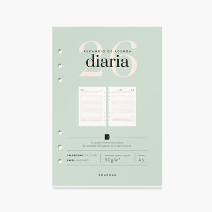 Recambio agenda vista diaria. 2026. A5.