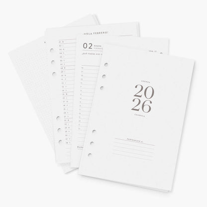 Recambio agenda vista diaria. 2026. A5.