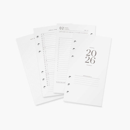 Recambio agenda vista diaria. 2026. A6.