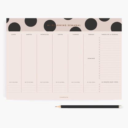 Planificador semanal. Minimal.