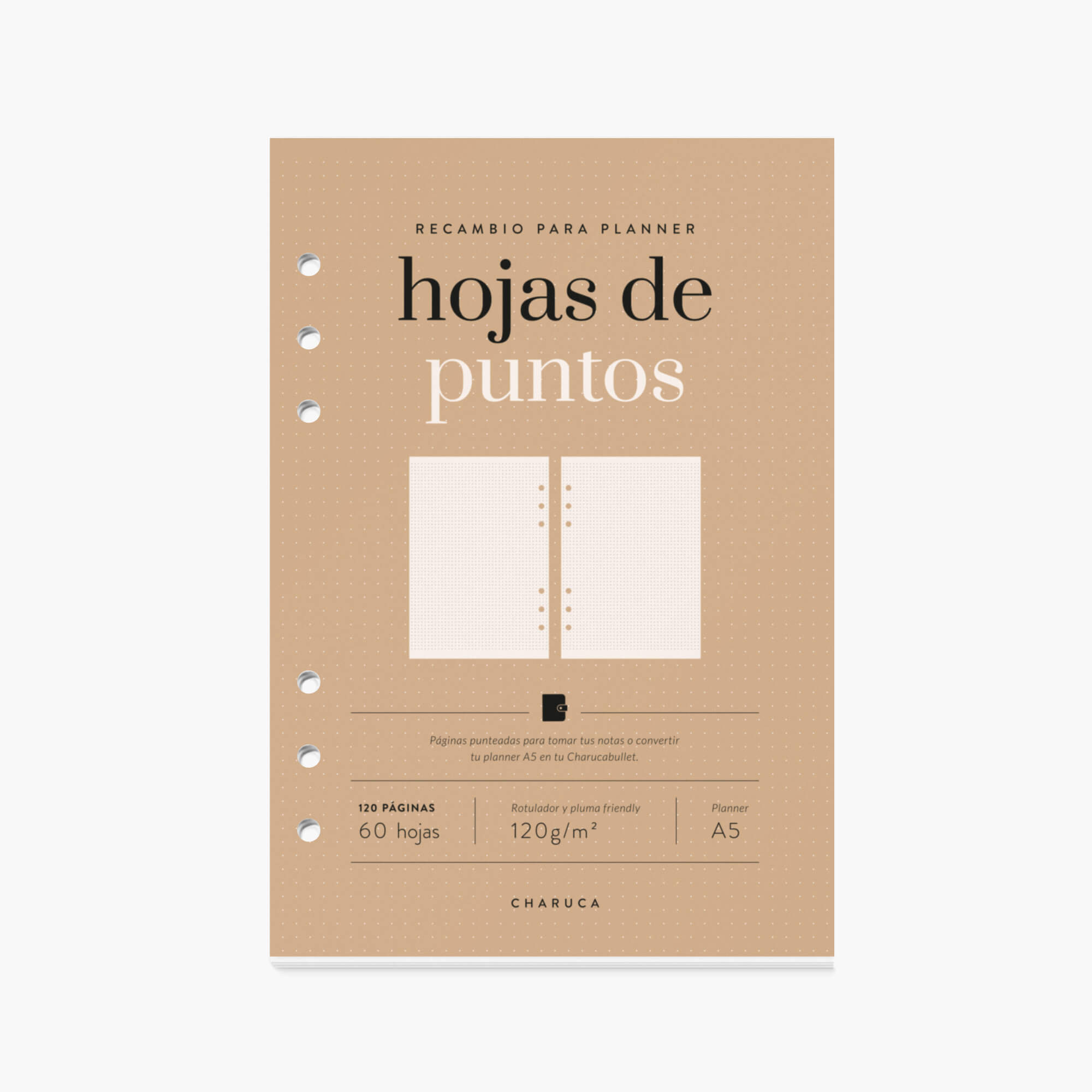 Recambio de hojas de puntos para planner A5.