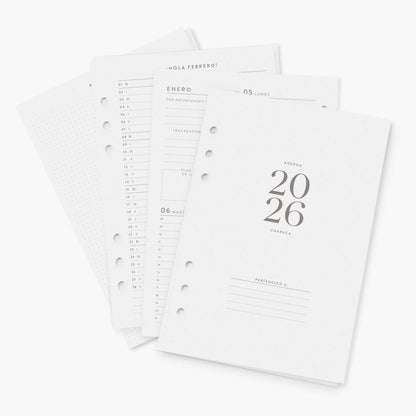 Recambio agenda vista semanal. 2026. A5.