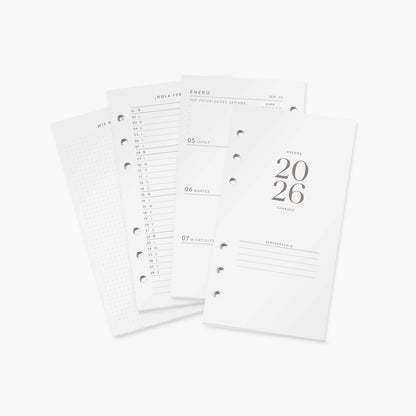 Recambio agenda vista semanal. 2026. A6.