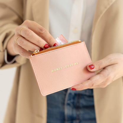 El dinero me ama. Tarjetero monedero. Pink.