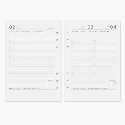 Recambio agenda vista diaria. 2026. A5.