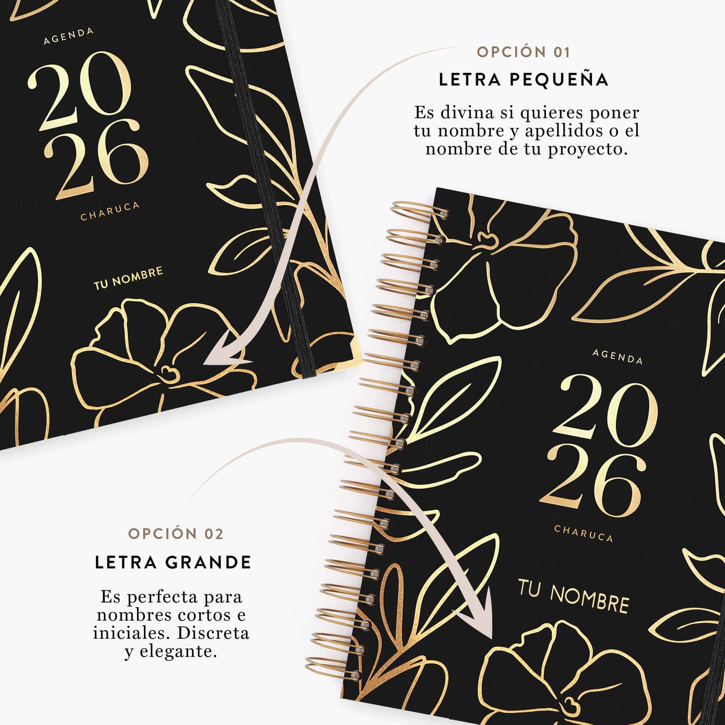 Agenda diaria 2026. Black. Grande.