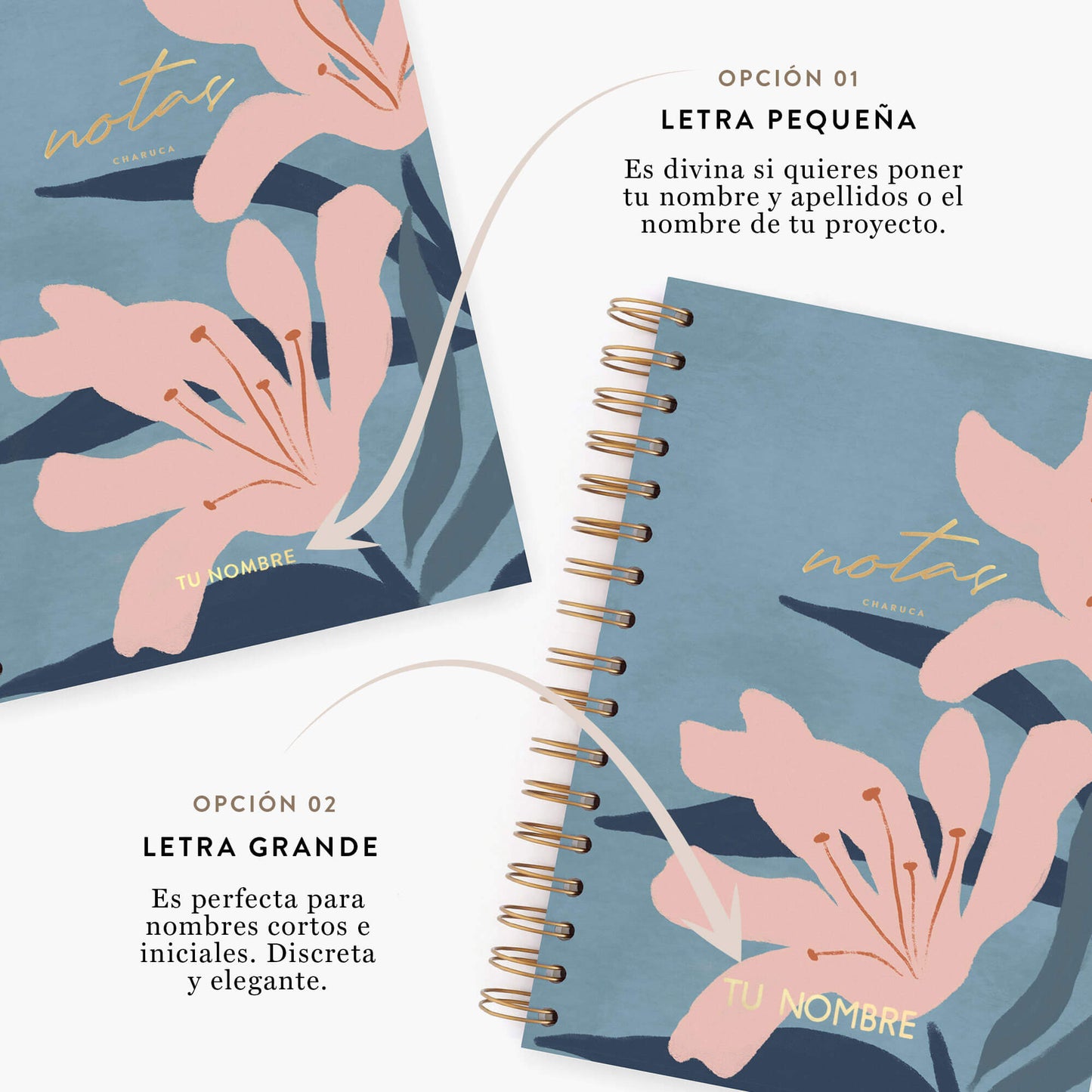 Cuaderno mediano. Blue bloom.