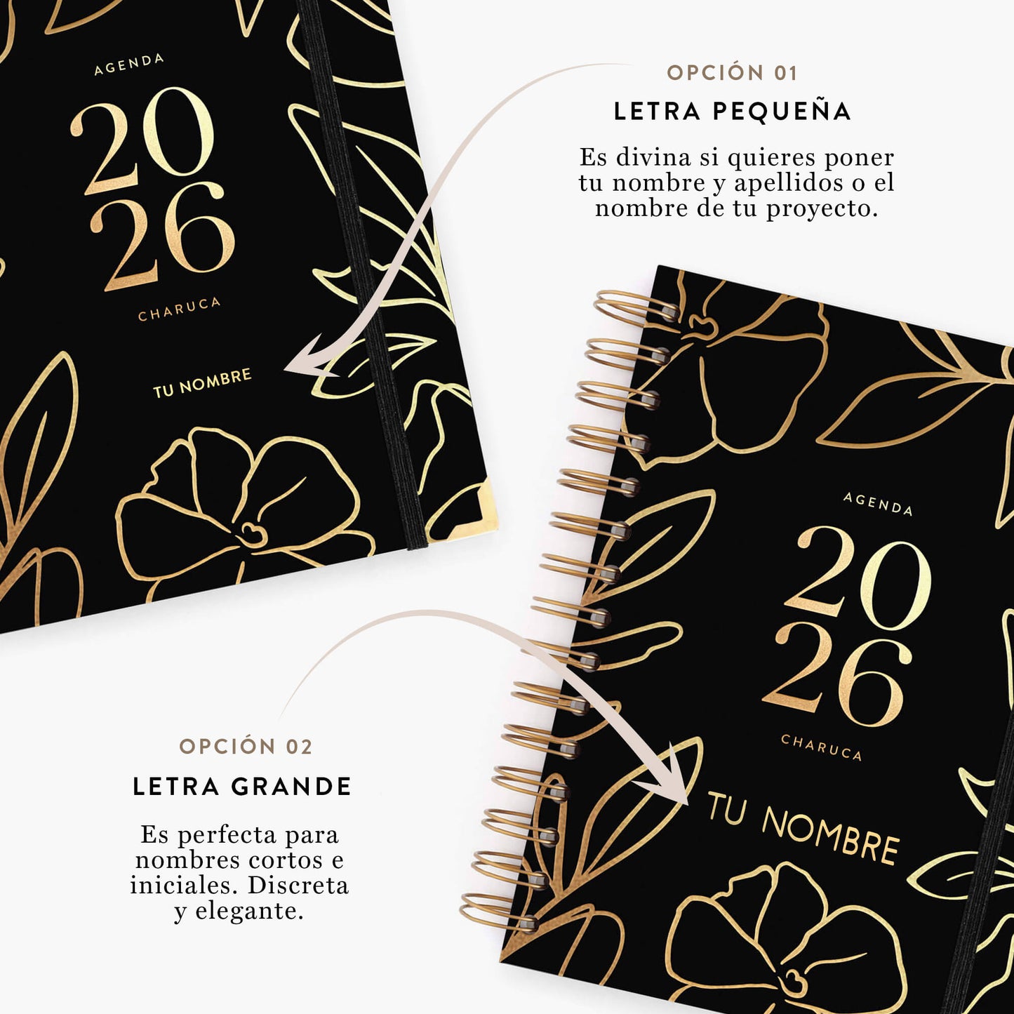 Agenda semanal 2026. Black. Mediana.