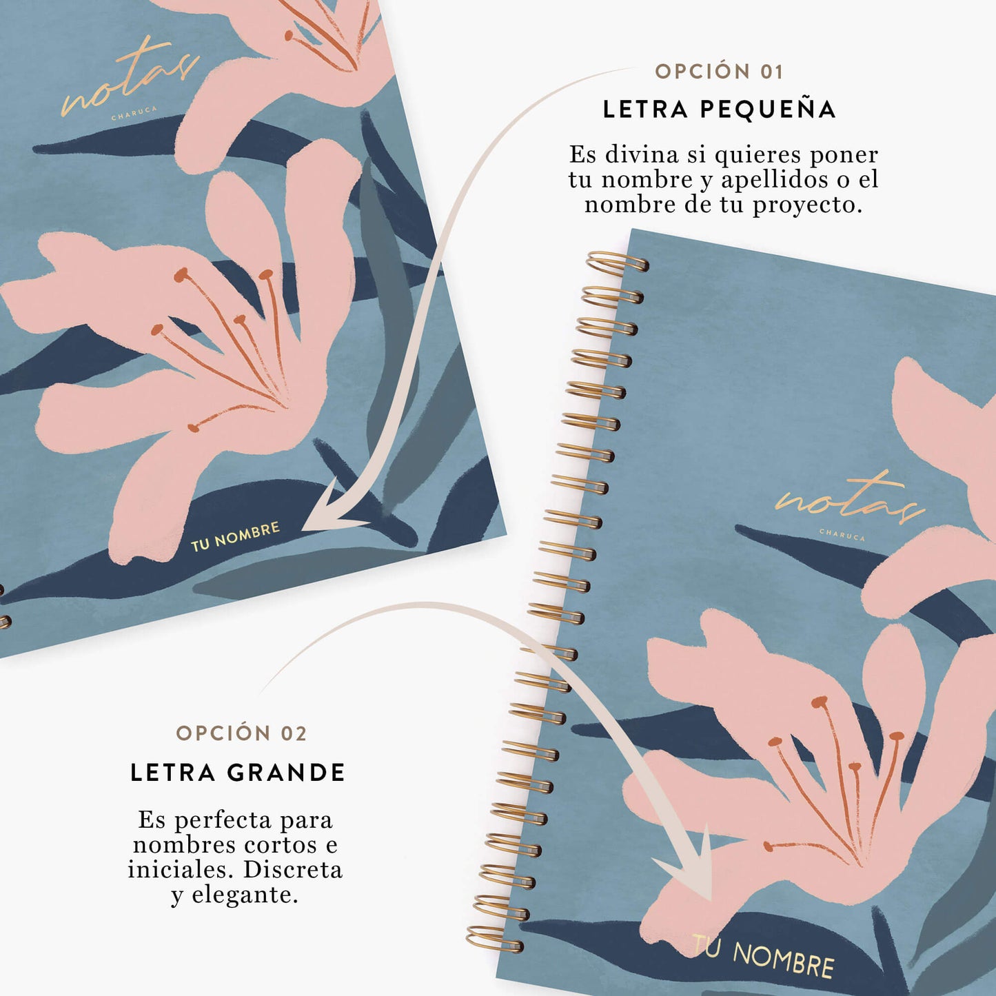 Cuaderno grande. Blue bloom.