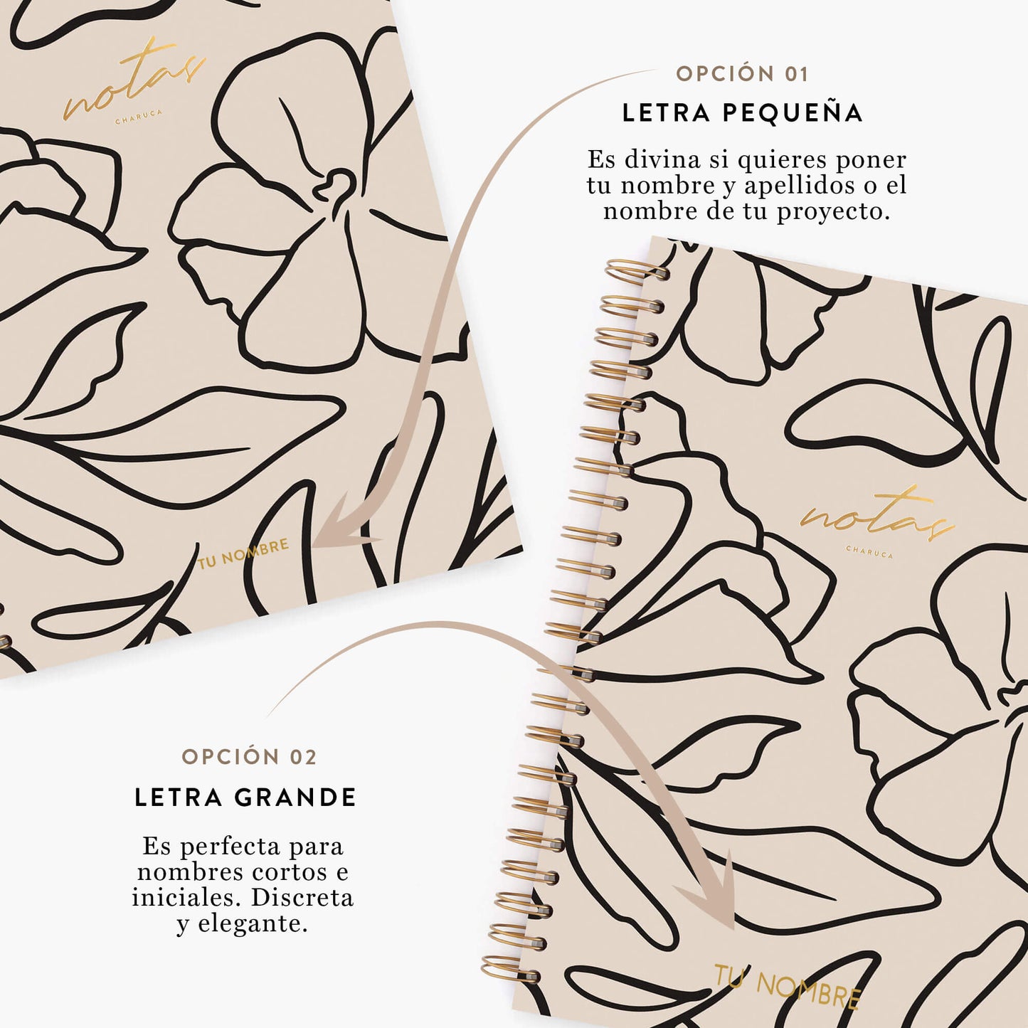 Cuaderno grande. Flor minimal.