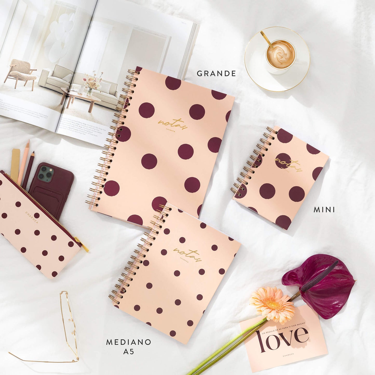 Cuaderno mediano. Pink cherry.