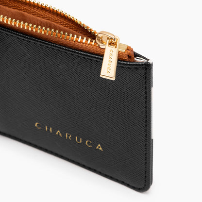 El dinero me ama. Tarjetero monedero. Negro.