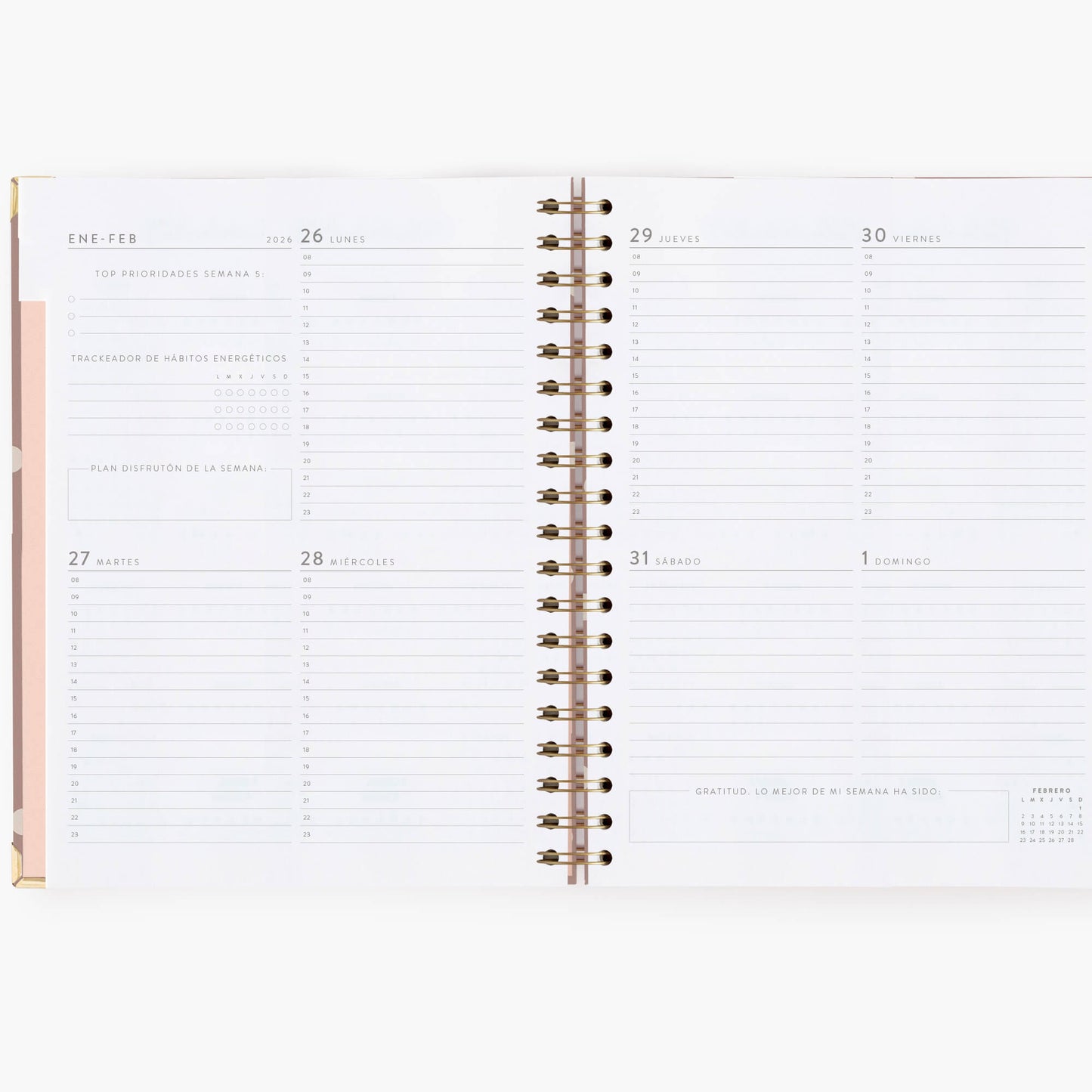 Agenda semanal 2026. Mocca. Grande.