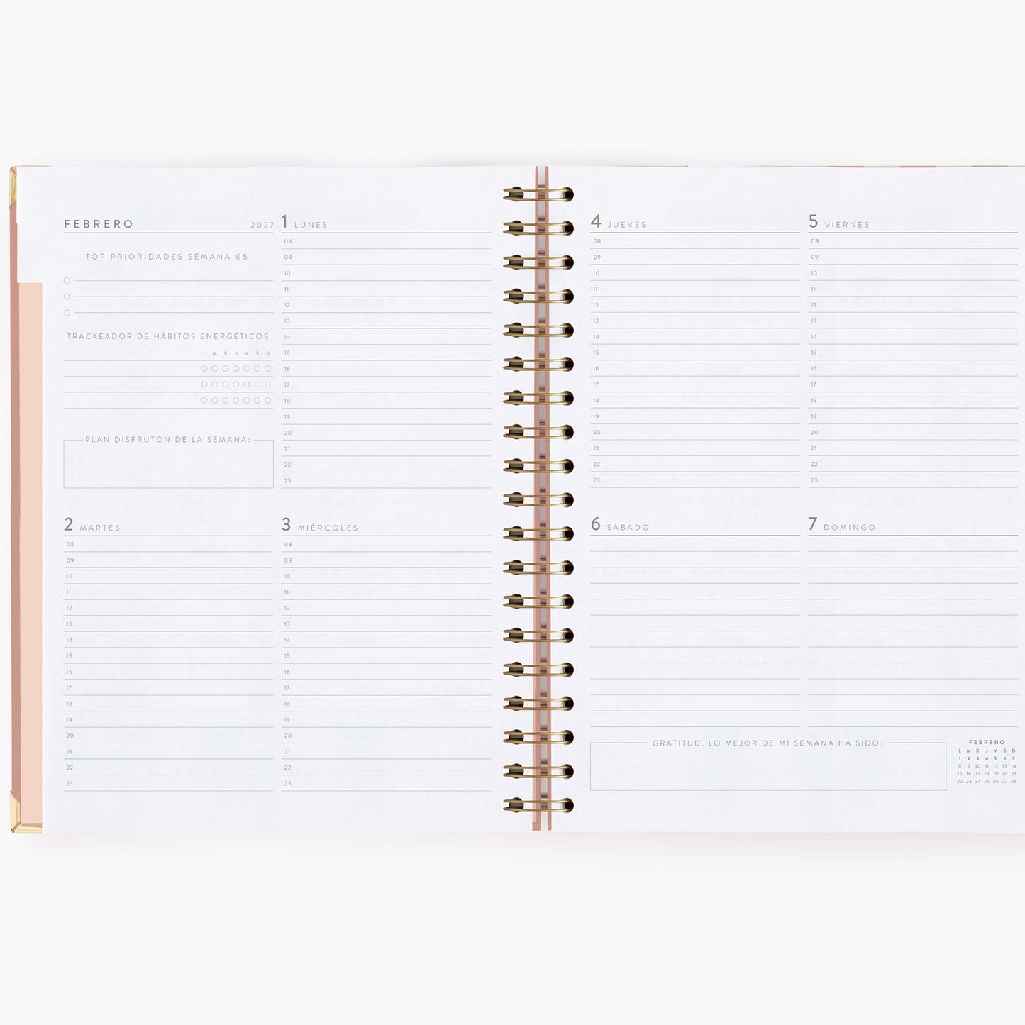 Agenda semanal 2027. Panamera Pink. Grande
