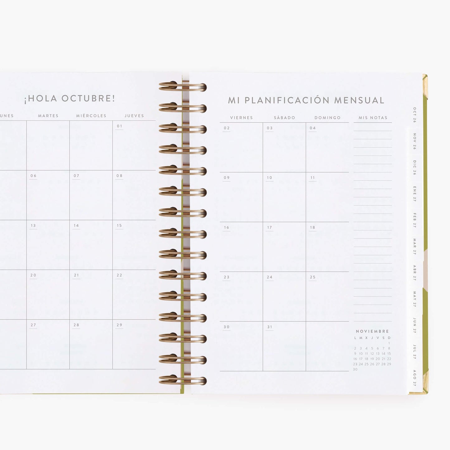 Agenda diaria 26-27. Pistacho dream. Mediana.