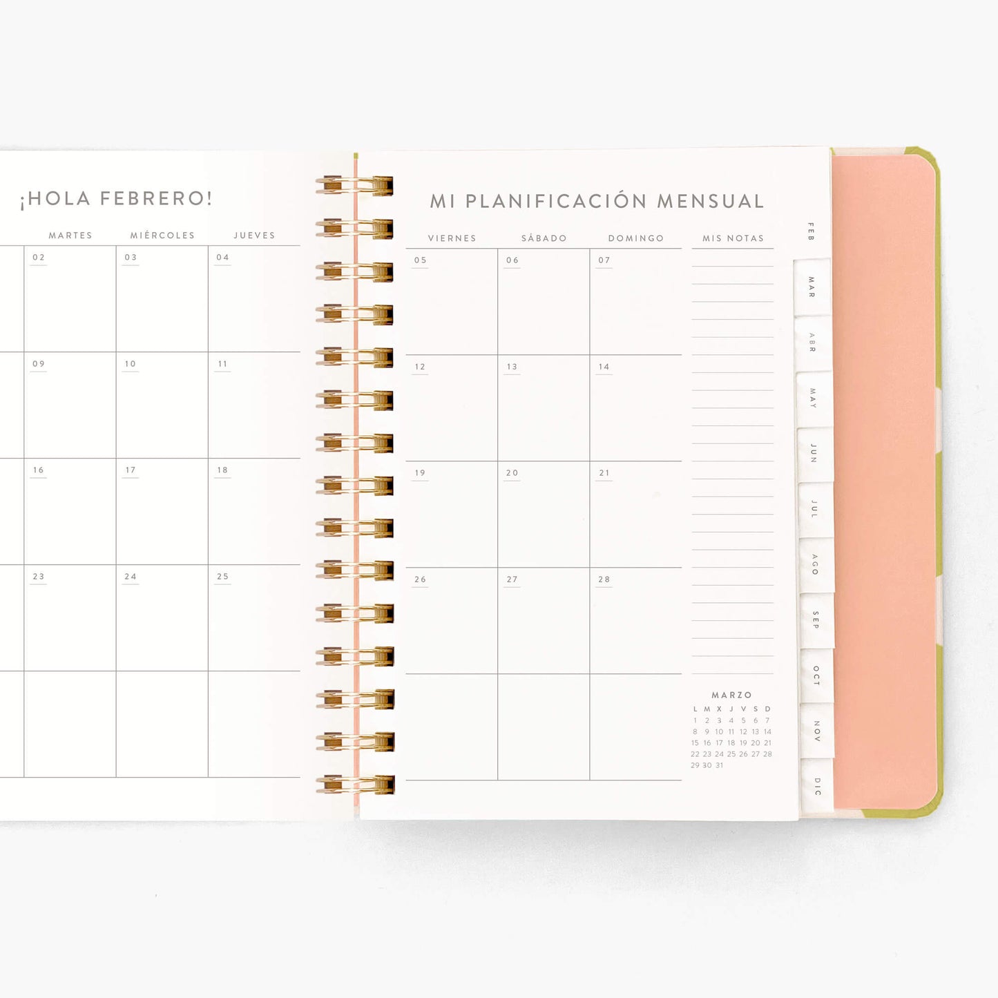 Agenda Semanal 2027. Espiral cubierta. Pistacho dream. Mediana.