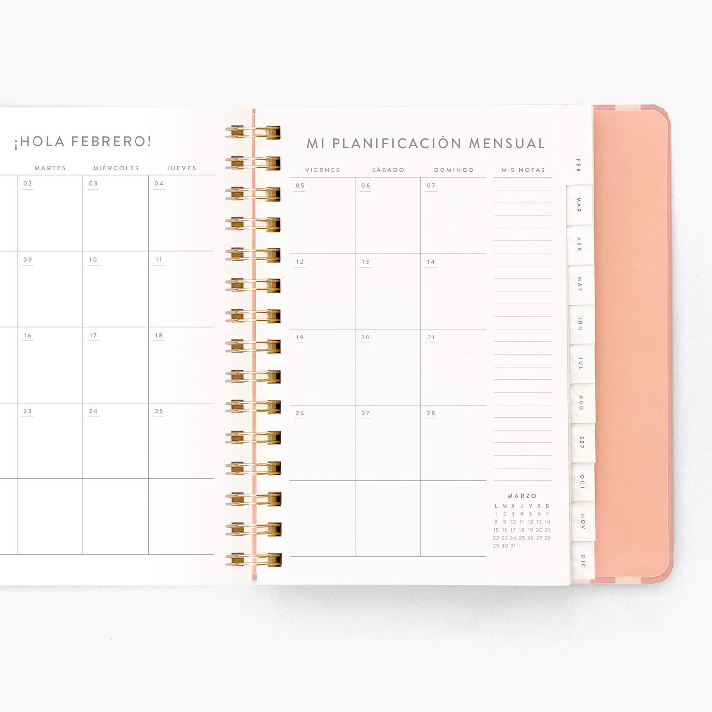 Agenda Semanal 2027. Espiral cubierta. Panamera Pink. Mediana.