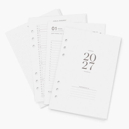 Recambio agenda vista diaria. 2027. A5.