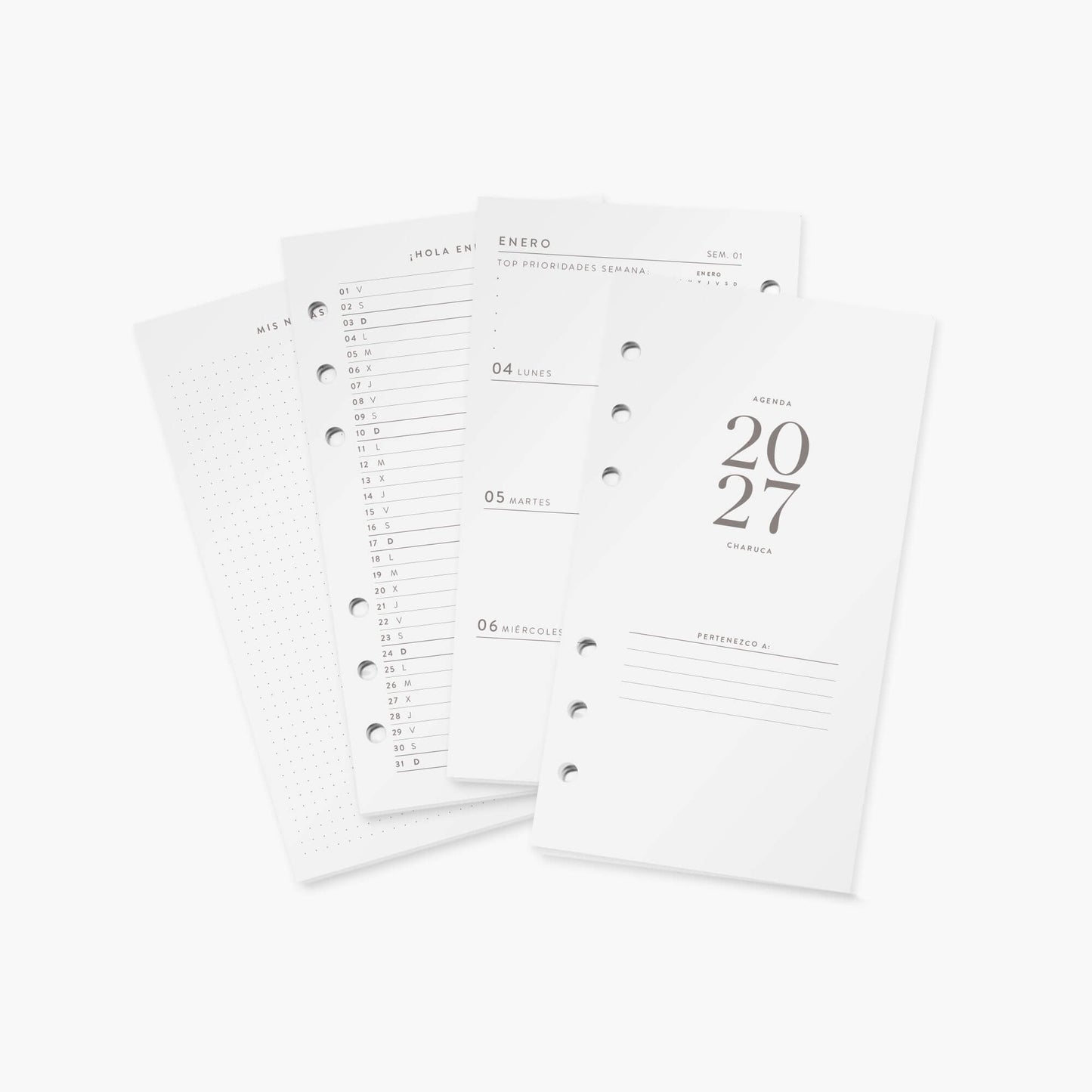 Recambio agenda vista semanal. 2027. A6.