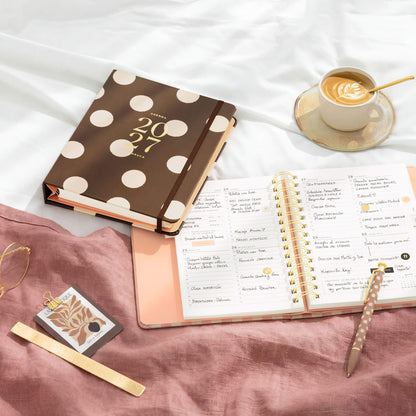 Agenda Semanal 2027. Espiral cubierta. Chocolate love. Mediana.