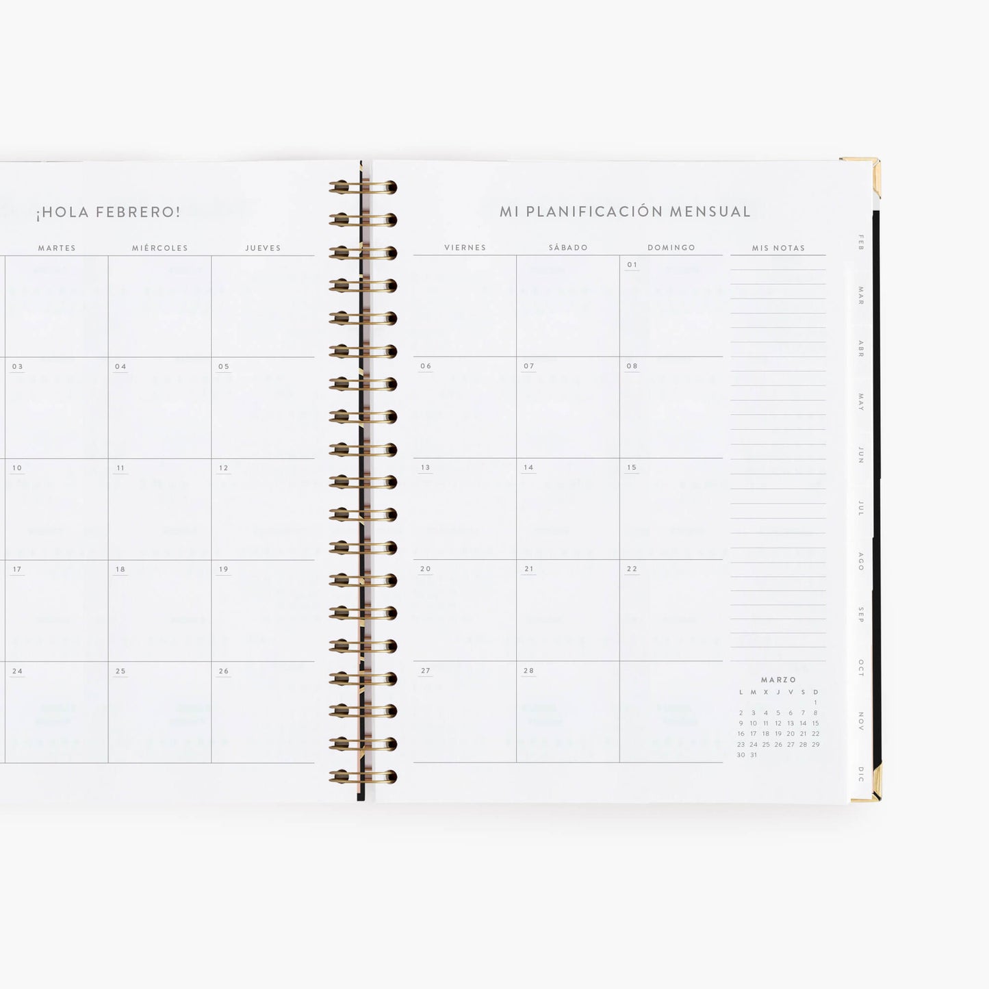 Agenda semanal 2026. Black. Grande.