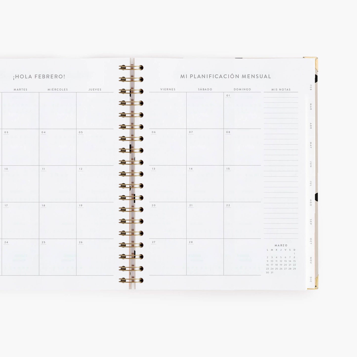 Agenda semanal 2026. Minimal. Grande.