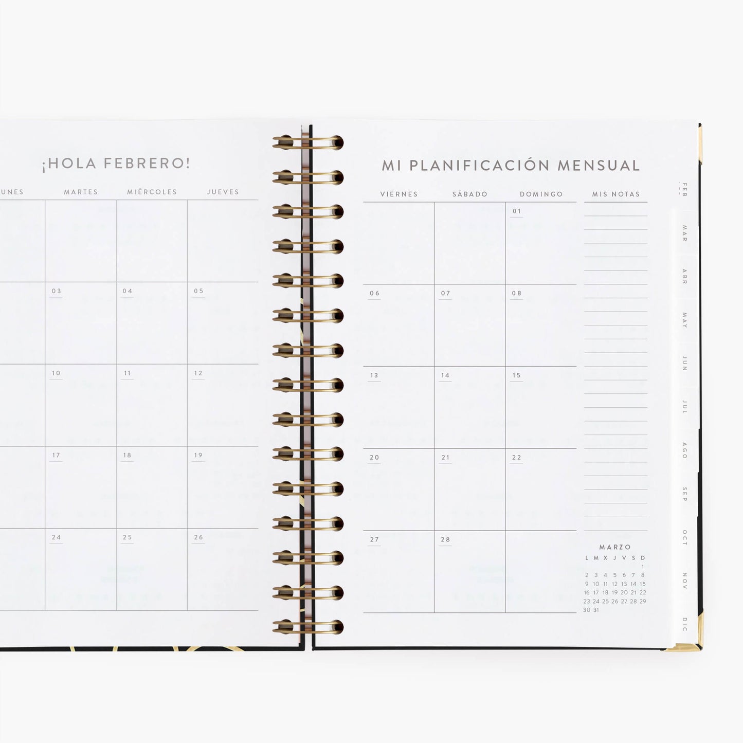 Agenda semanal 2026. Black. Mediana.
