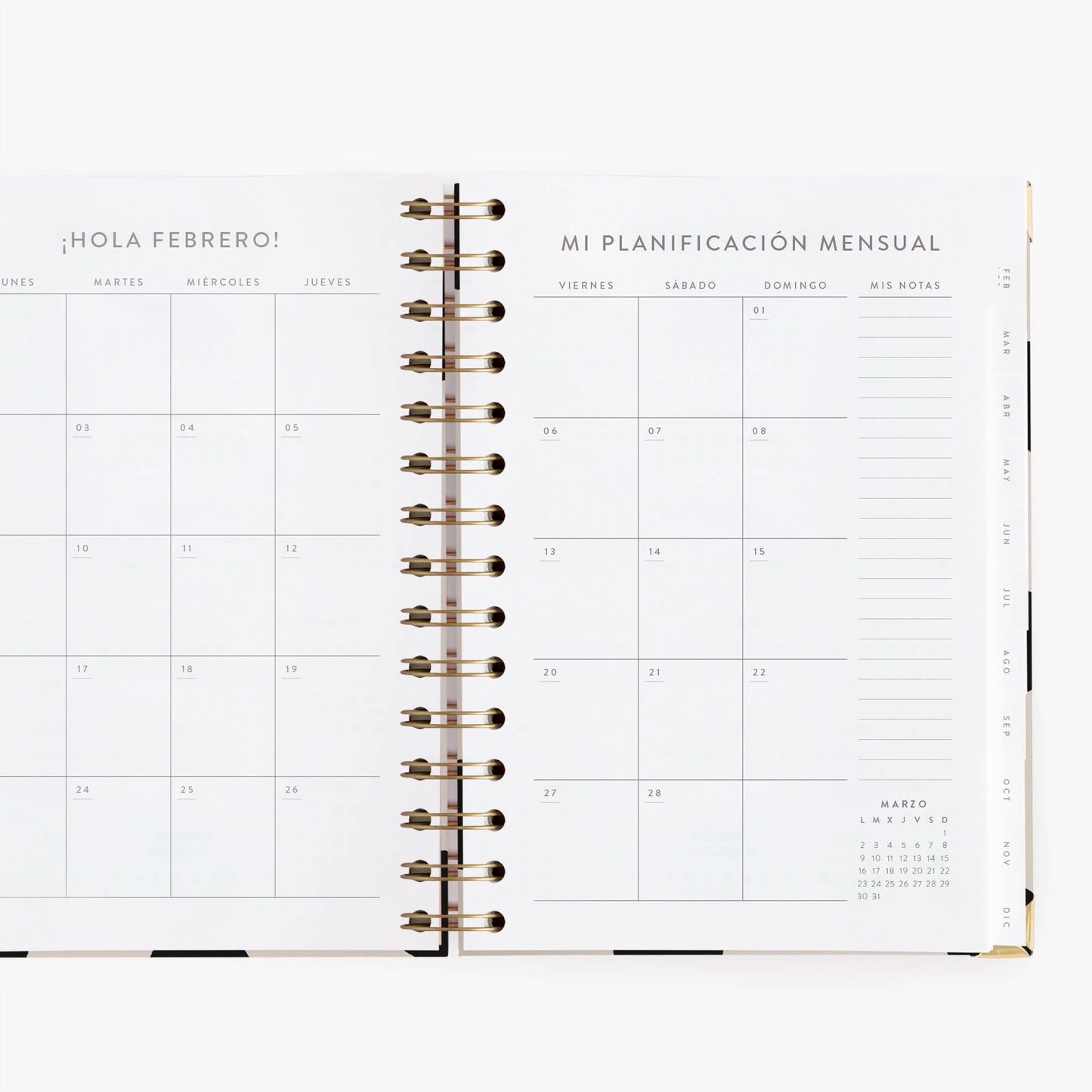 Agenda semanal 2026. Minimal. Mediana.