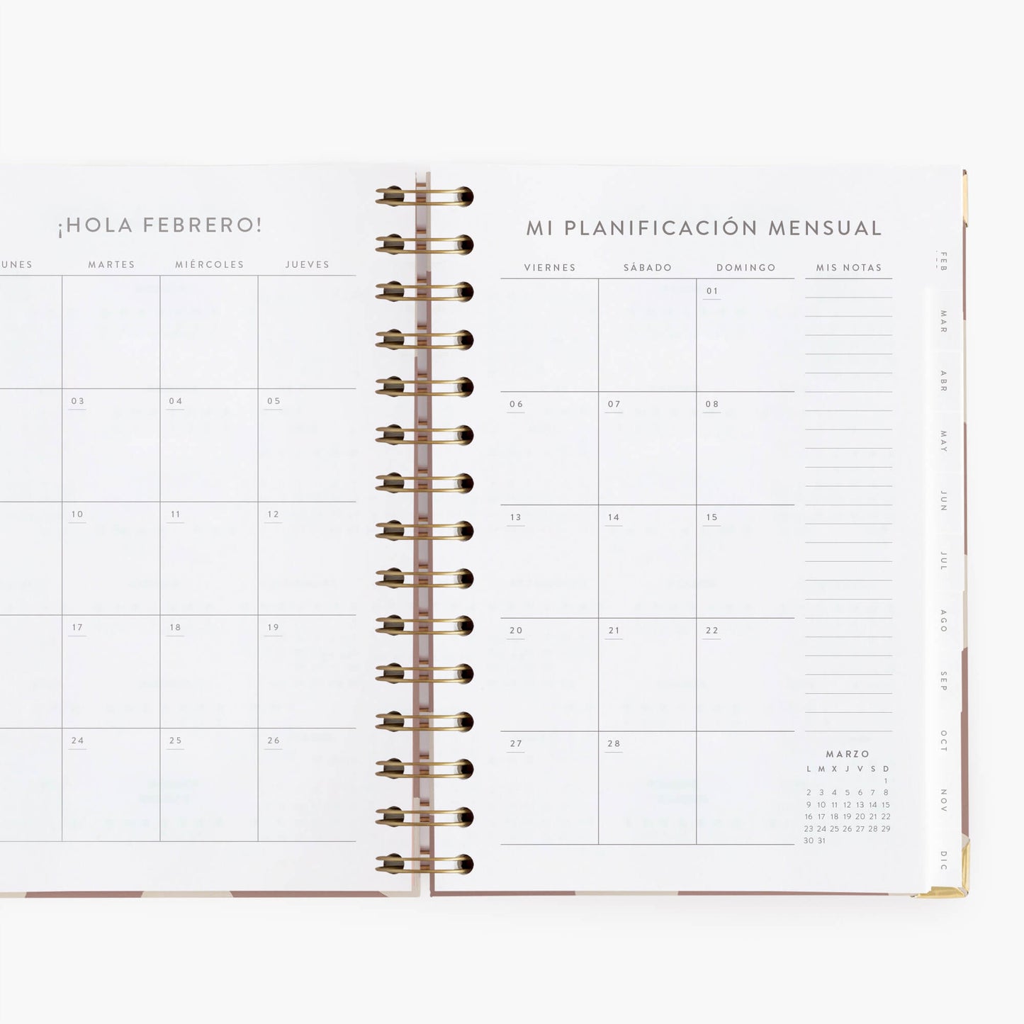 Agenda semanal 2026. Mocca. Mediana.