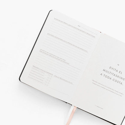 100% Productividad. Agenda semanal. Sin fechas. Negro.