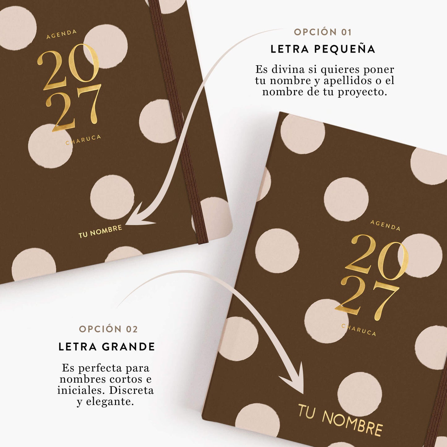 Agenda Semanal 2027. Espiral cubierta. Chocolate love. Mediana.