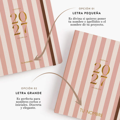 Agenda Semanal 2027. Espiral cubierta. Panamera Pink. Mediana.