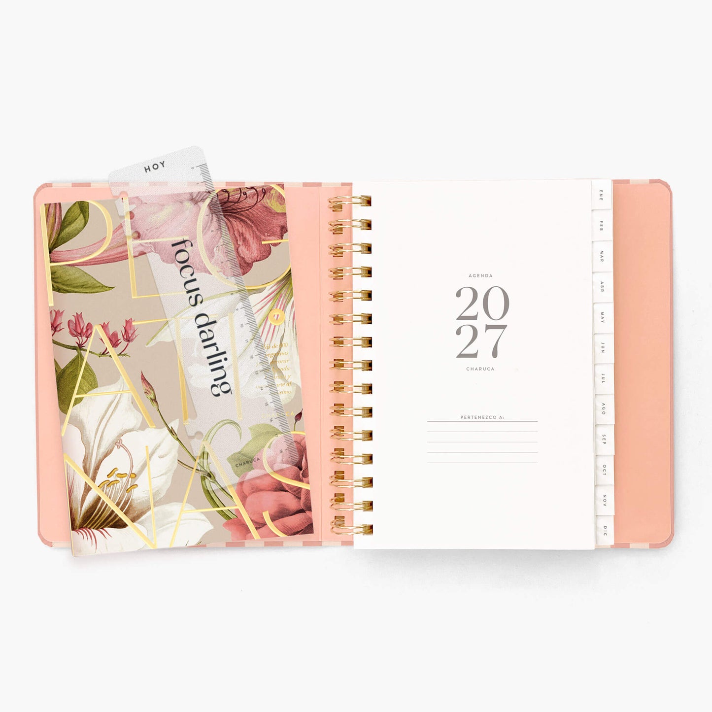 Agenda Semanal 2027. Espiral cubierta. Panamera Pink. Mediana.