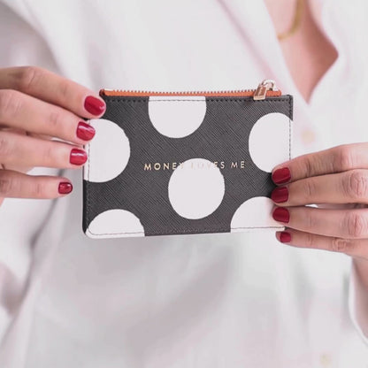 El dinero me ama. Tarjetero monedero. Negro.