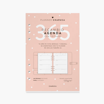 Recambio agenda semanal. Sin fechas. A5.