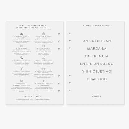 Recambio agenda vista diaria. Sin fechas. A5.