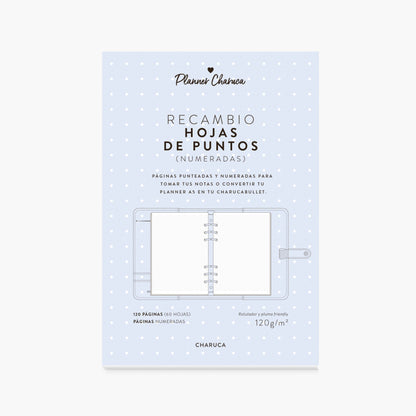 Recambio de hojas de puntos para planner A5.