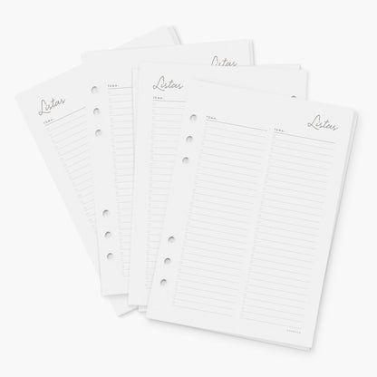 Recambio de hojas para hacer listas. A5.