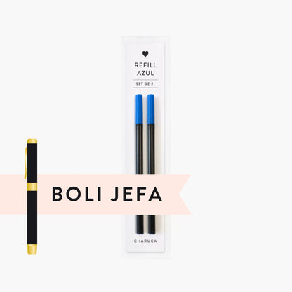Set de dos recambios para bolígrafo de jefa. Azul.
