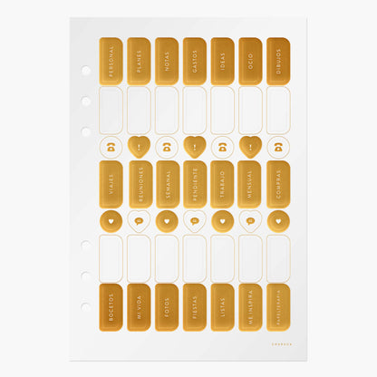 Set de pegatinas doradas para tu planner A5.